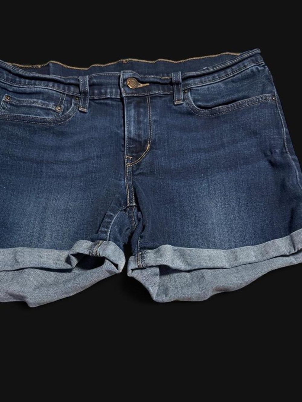 Levi's Dark Blue Rolled Cuff Denim Shorts
